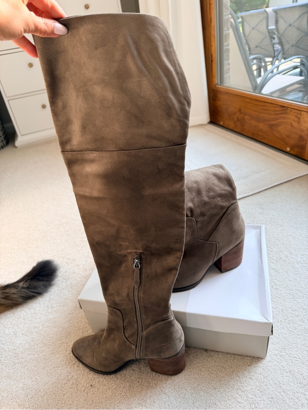 bp Taupe Over-the-Knee Suede Block Heel Boots